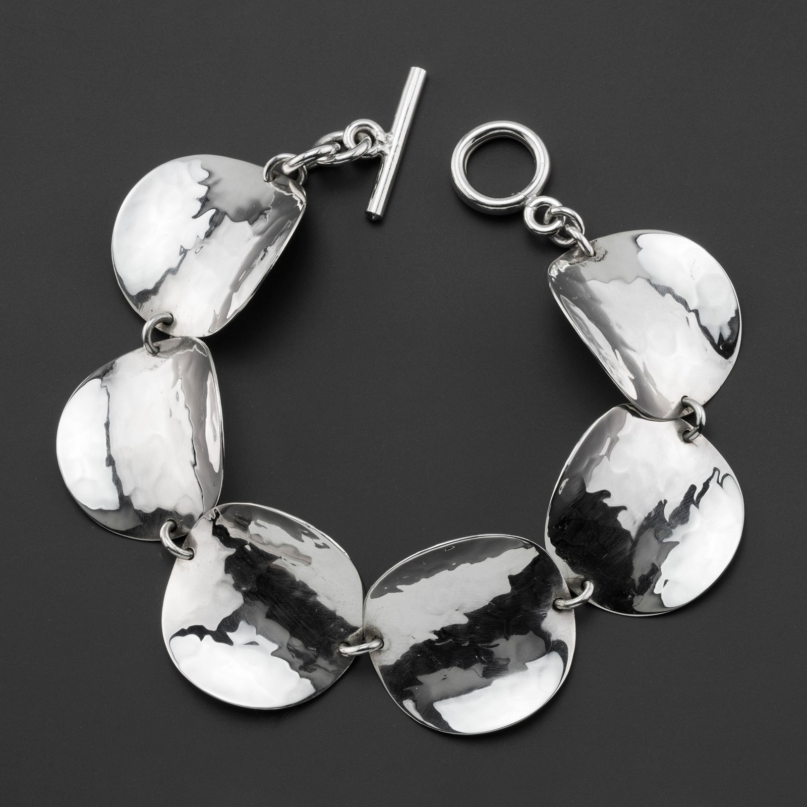 chunky hammered silver link bracelet