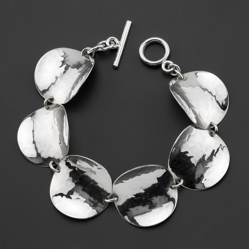 chunky hammered silver link bracelet