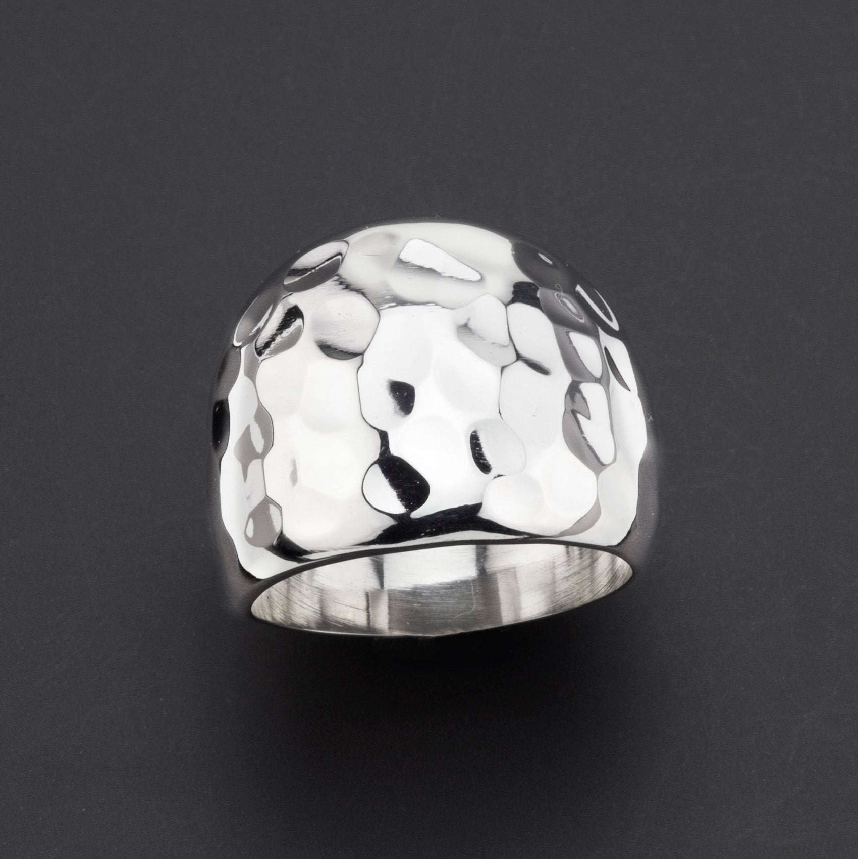 chunky hammered sterling silver dome ring