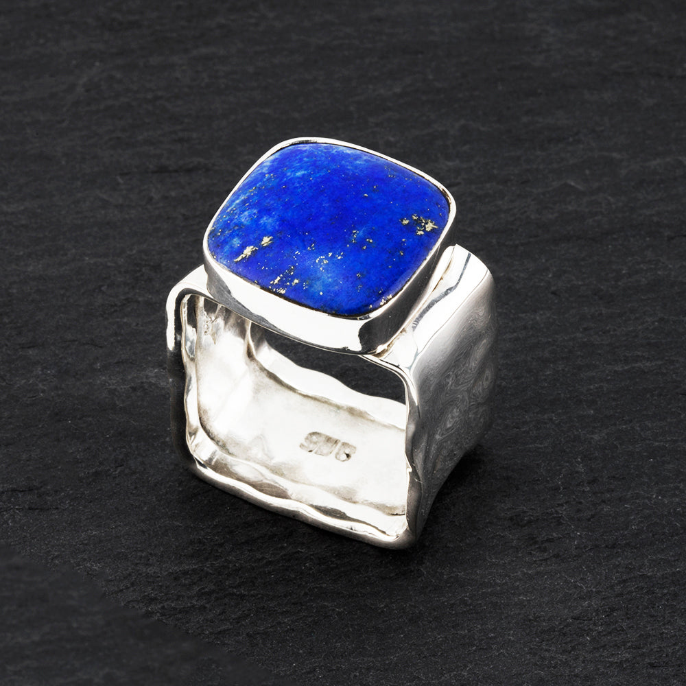 chunky lapis lazuli wide band ring