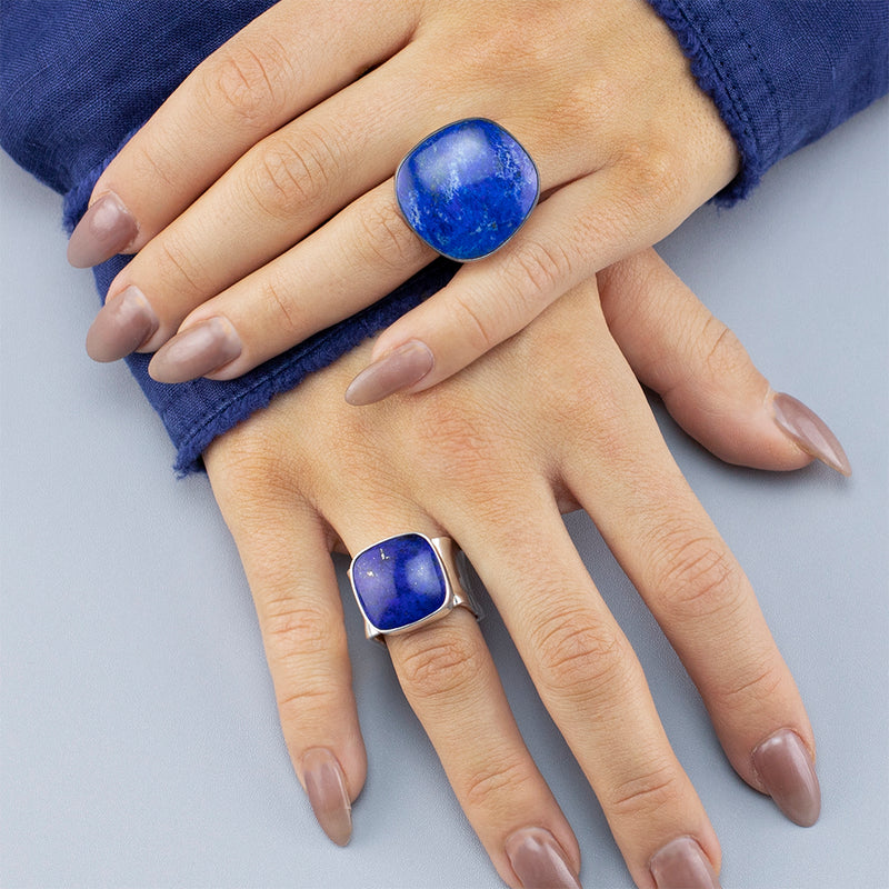 chunky lapis lazuli wide band ring