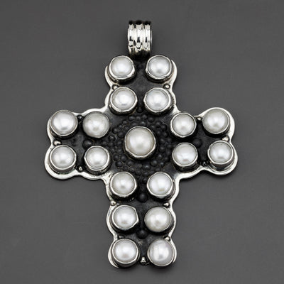 Large Pearl Cross Pendant