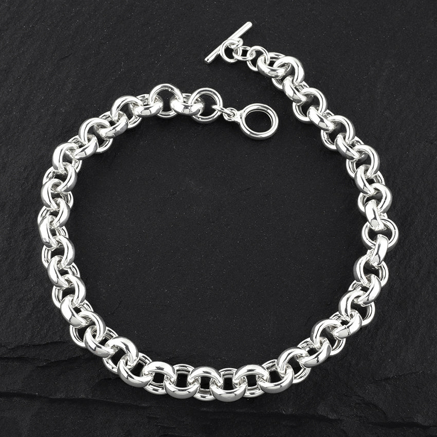 chunky short sterling silver rolo link necklace
