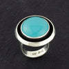 chunky silver and blue chalcedony stone circle ring