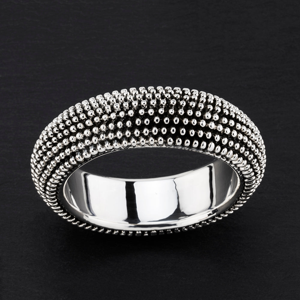 chunky silver beaded dome bangle