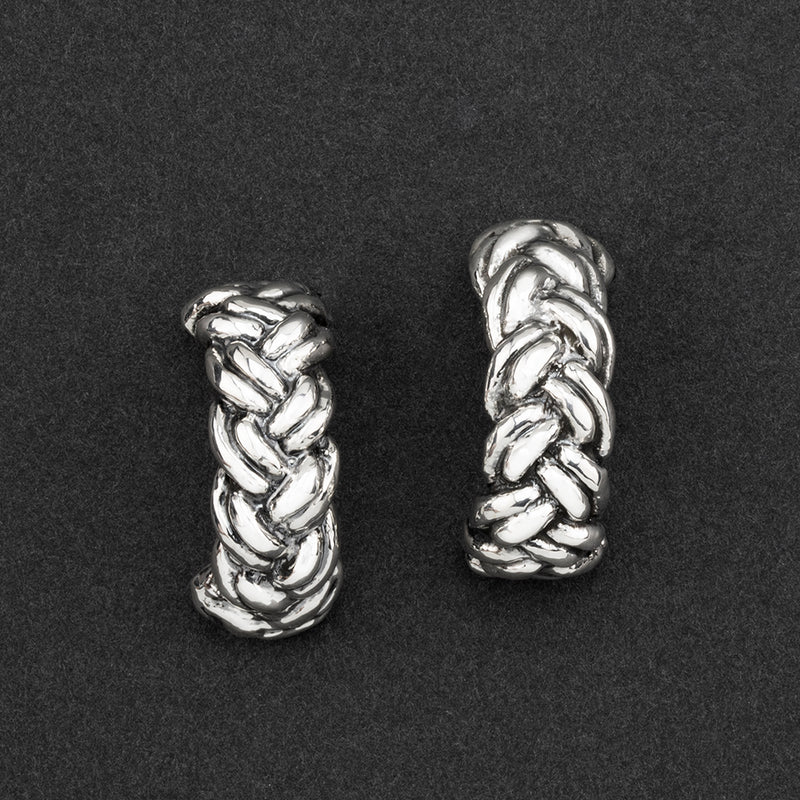 chunkysilver braid hoop earrings