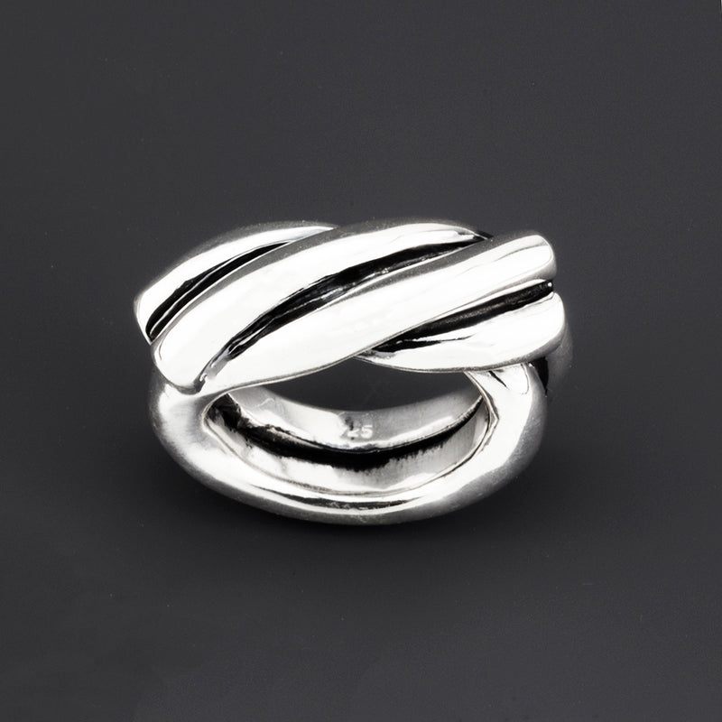 chunky silver double rope ring