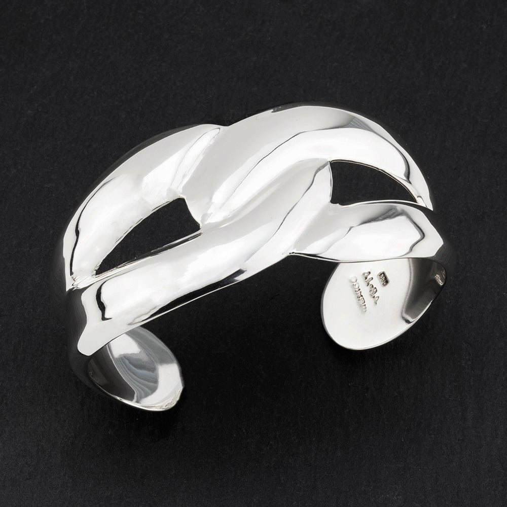 chunky silver infinity cuff bracelet
