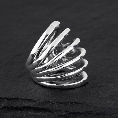 chunky silver multiband statement ring