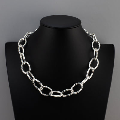 chunky silver oval link necklace