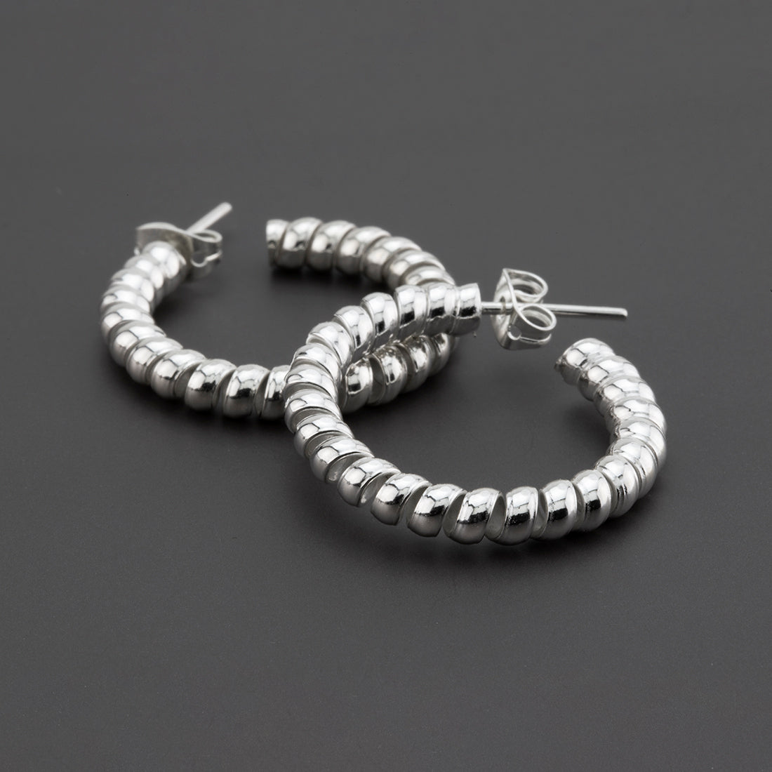 chunky silver spiral hoop earrings