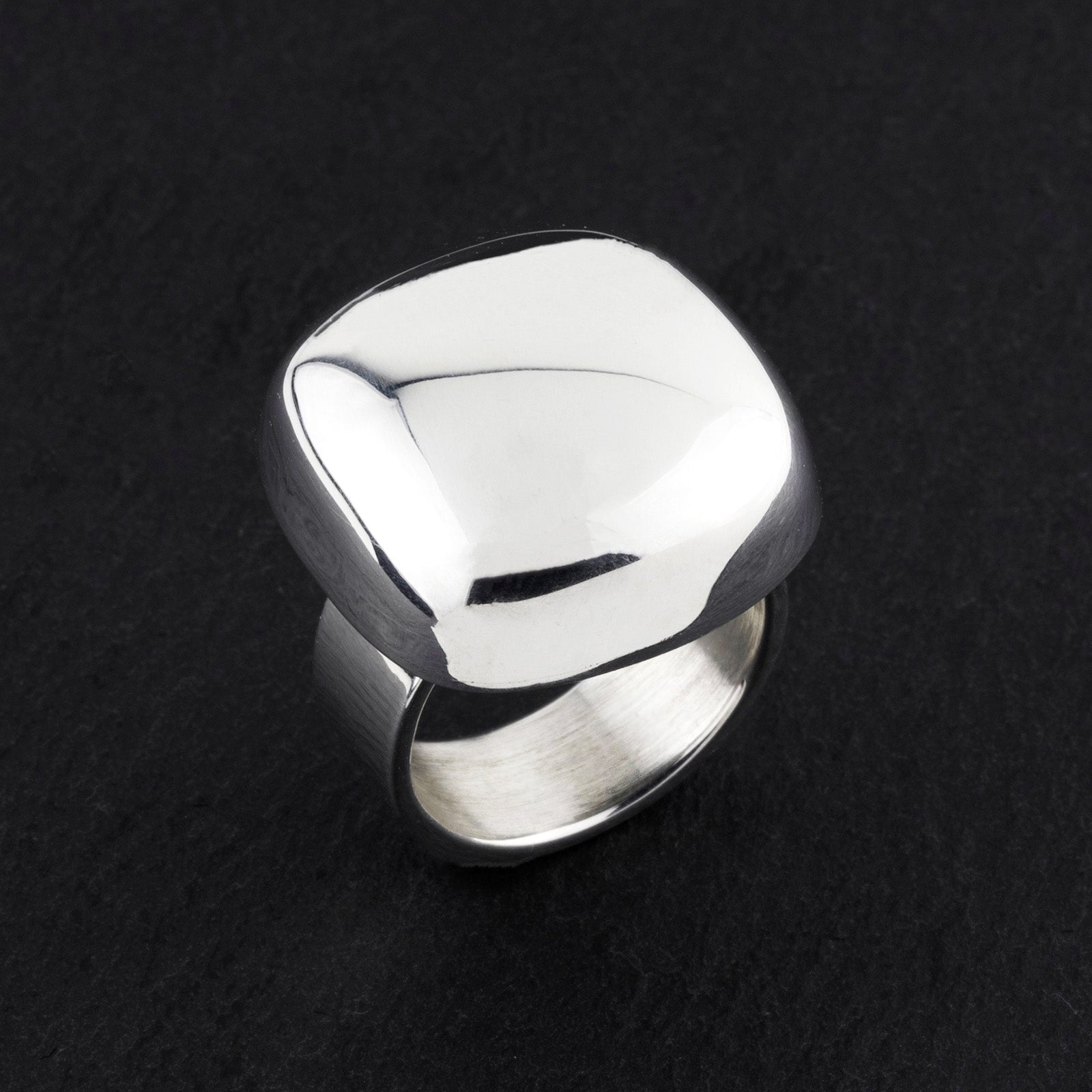 chunky silver square statement ring