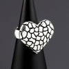 chunky silver textured heart ring