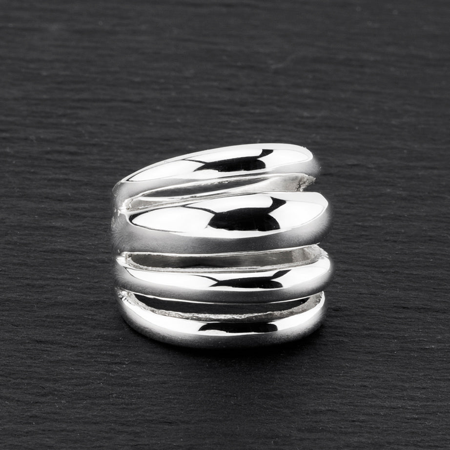 chunky silver wide four band ring