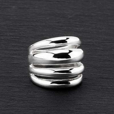 chunky silver wide four band ring