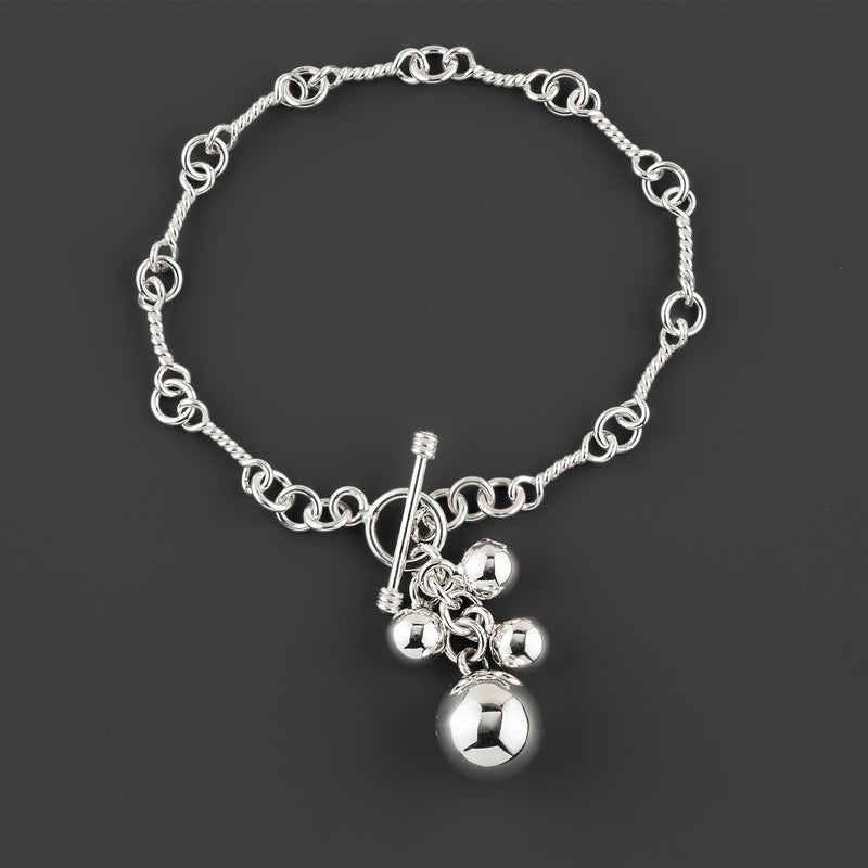 chunky sterling silver charm bracelet with balls