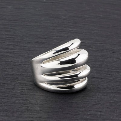 chunky sterling silver four band ring