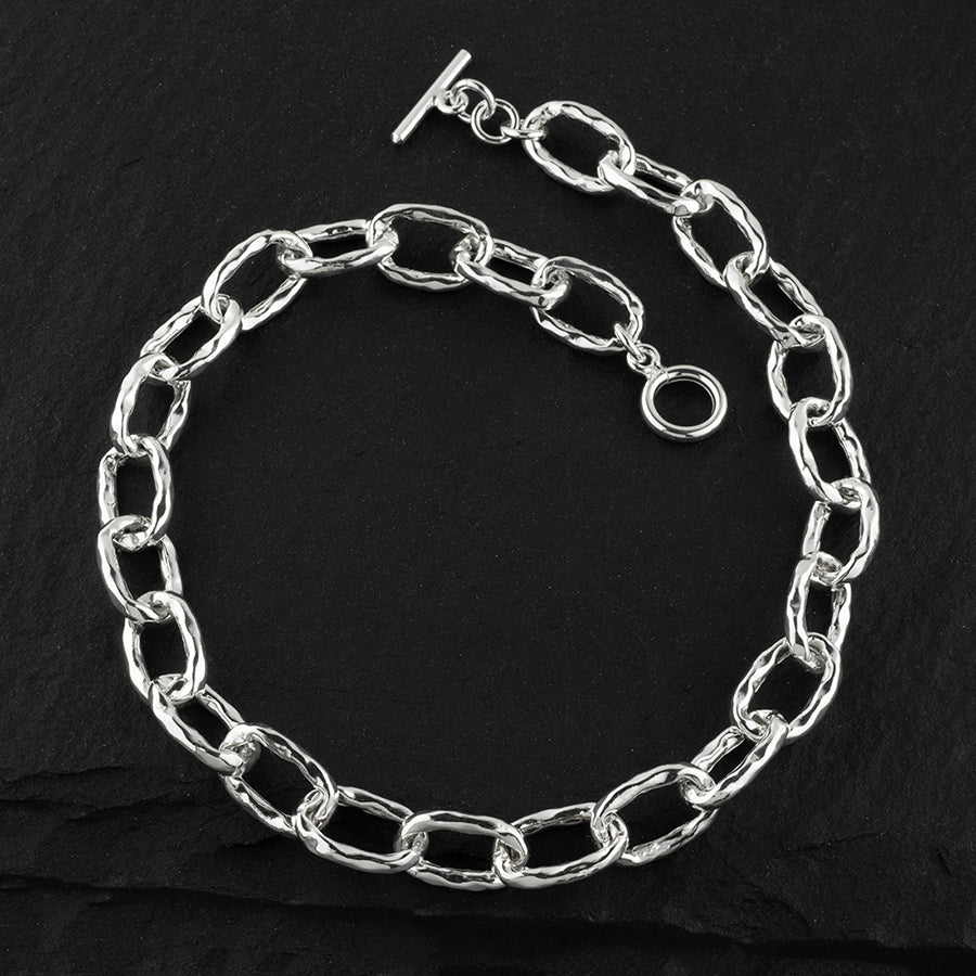 chunky sterling silver oval link necklace
