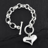 chunky sterling silver puffy heart charm bracelet