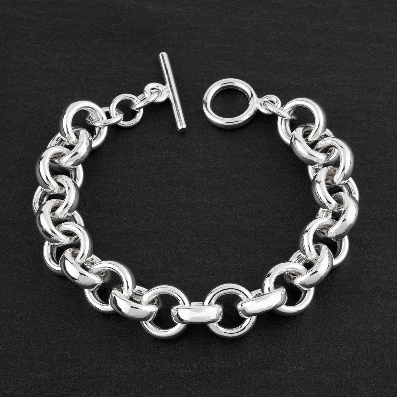 chunky sterling silver rolo link bracelet