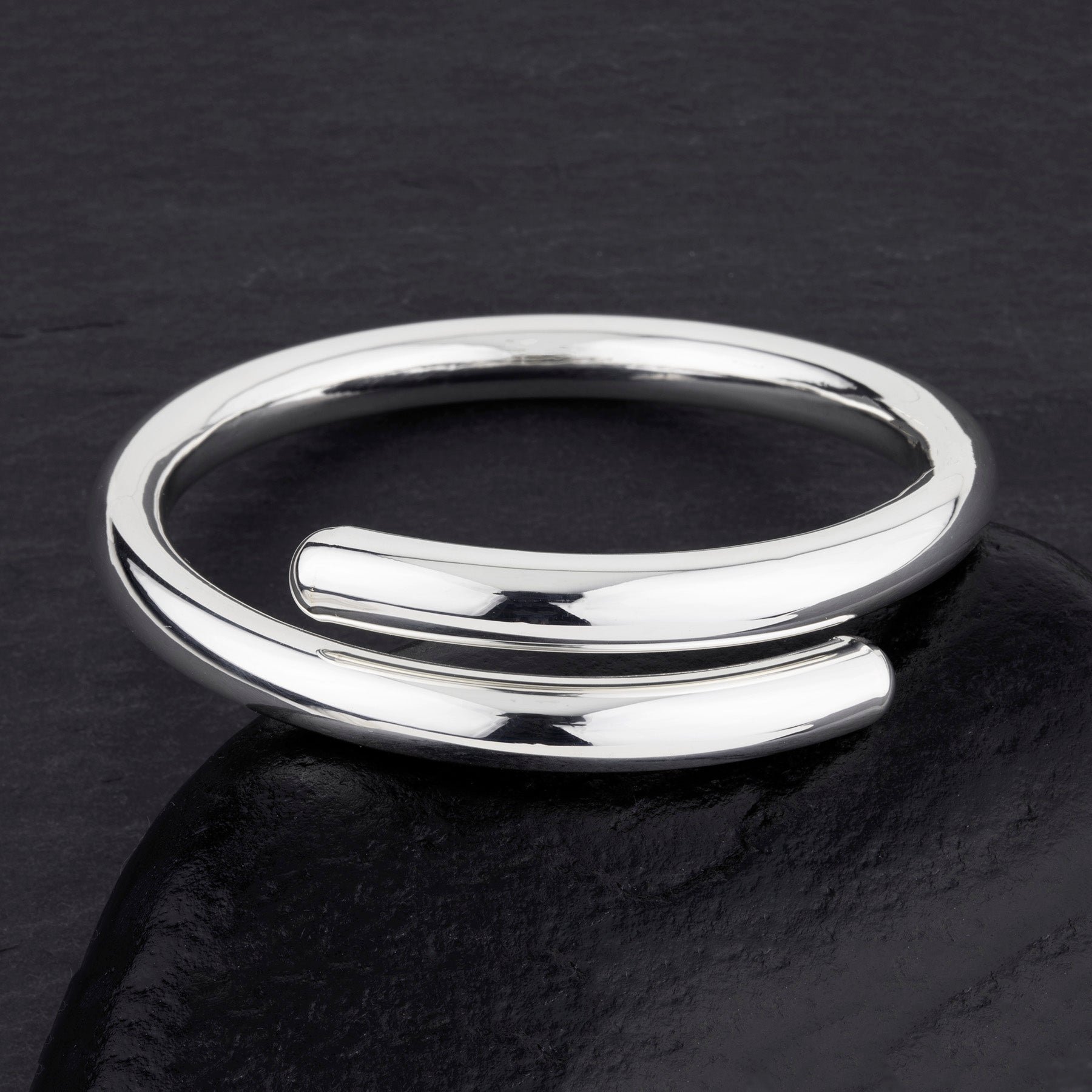 chunky sterling silver round wrap bangle