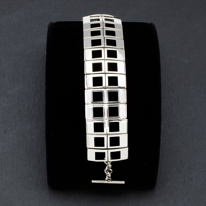 geo luxe chunky silver bracelet