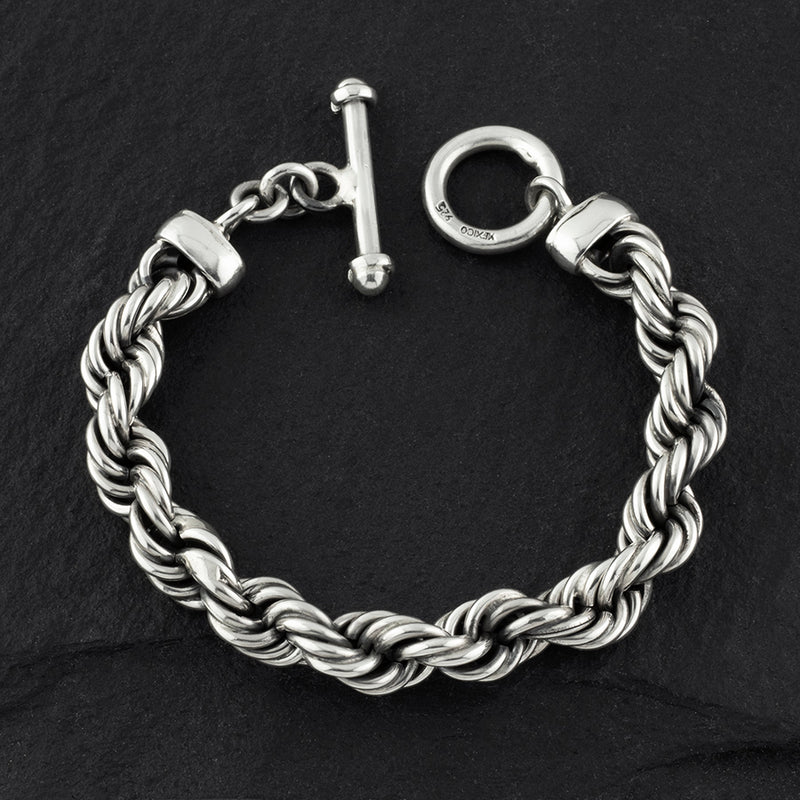 chunky Taxco silver twisted rope bracelet