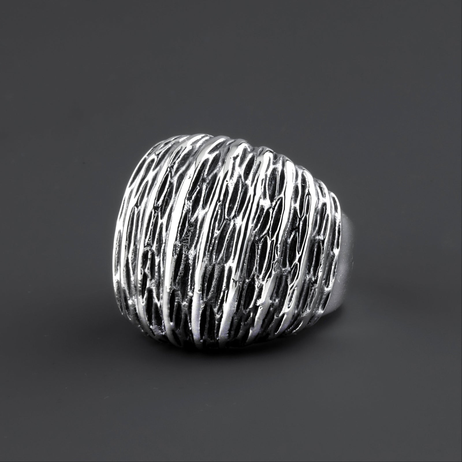 chunky textured sterling silver ring