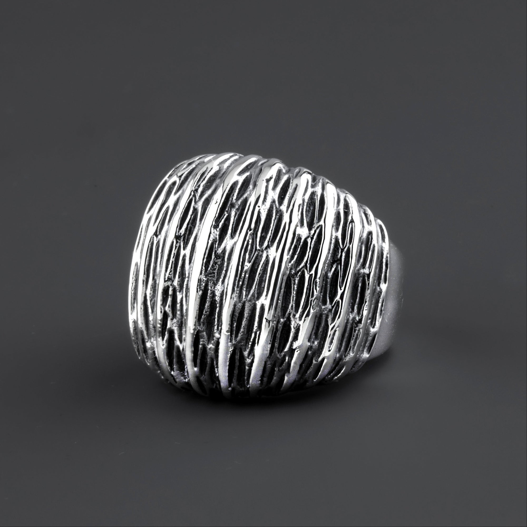 chunky textured sterling silver ring