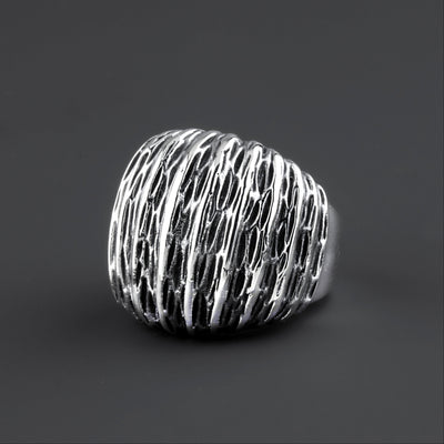chunky textured sterling silver ring