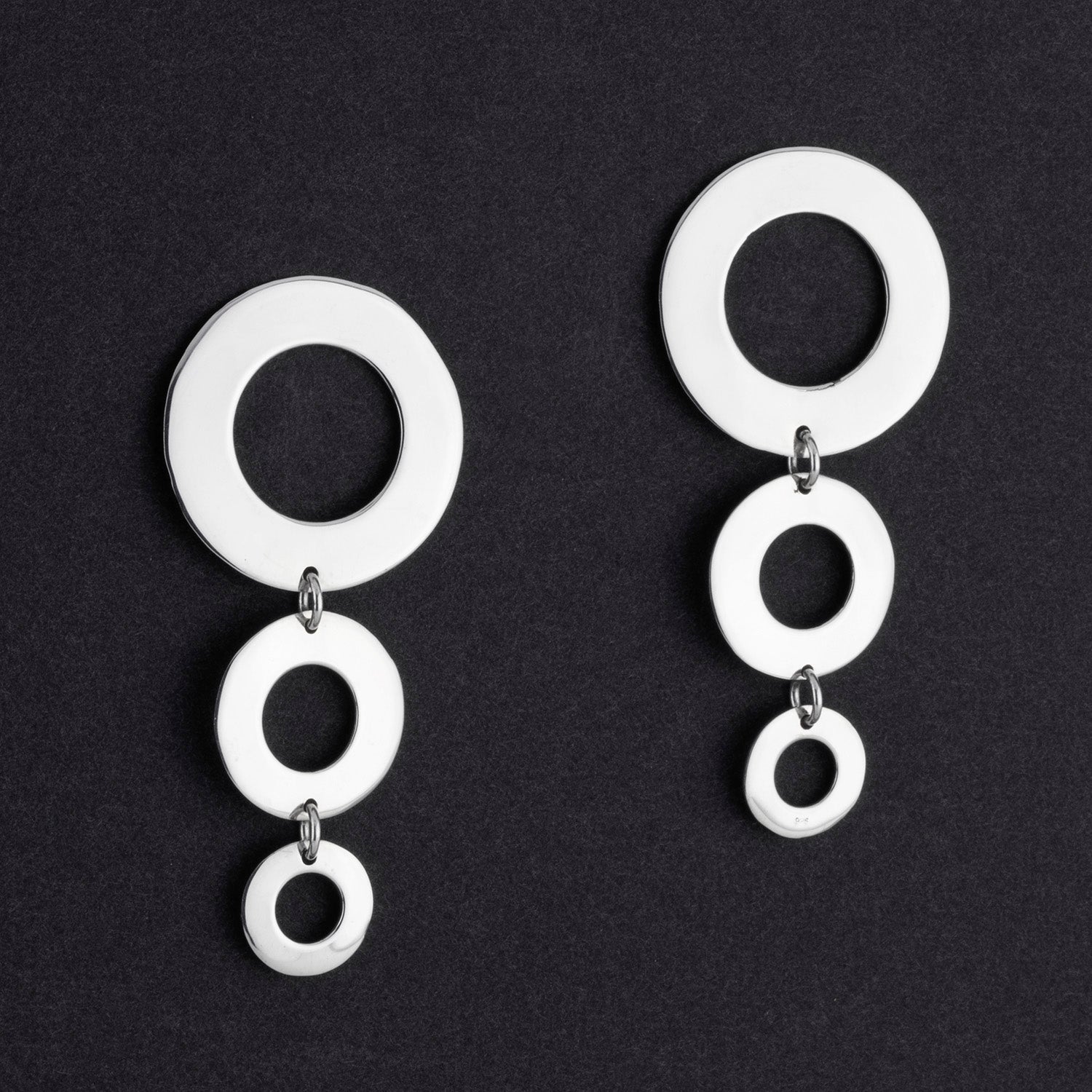 circle beat sterling silver dangle earrings