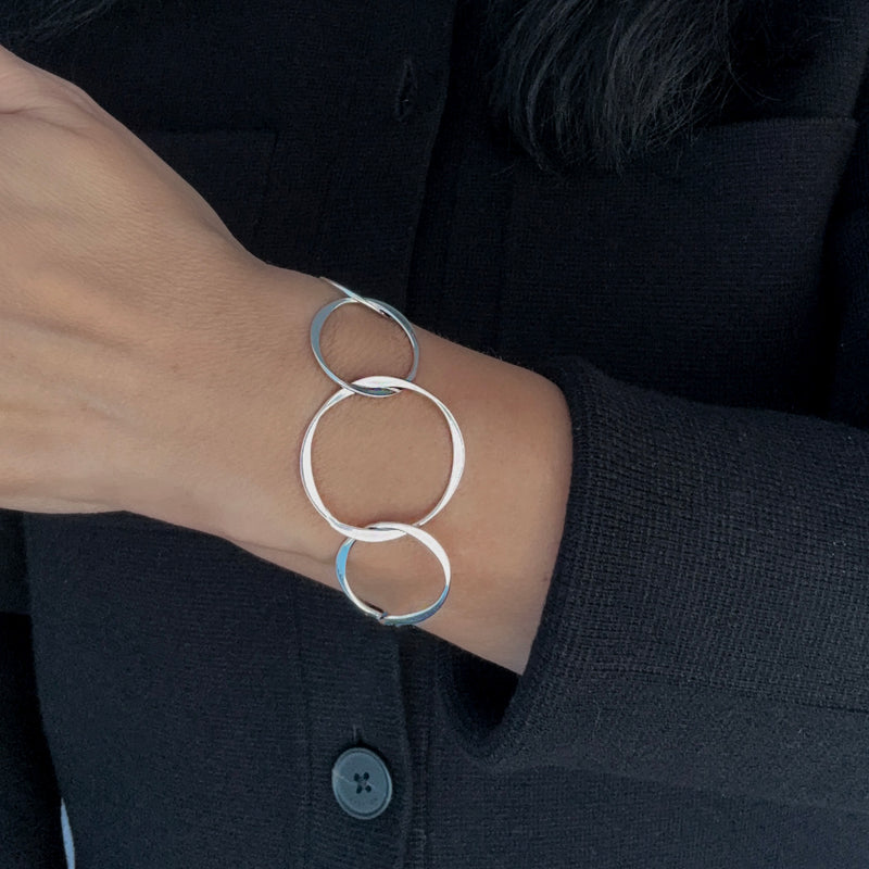 circular sterling silver link bracelet