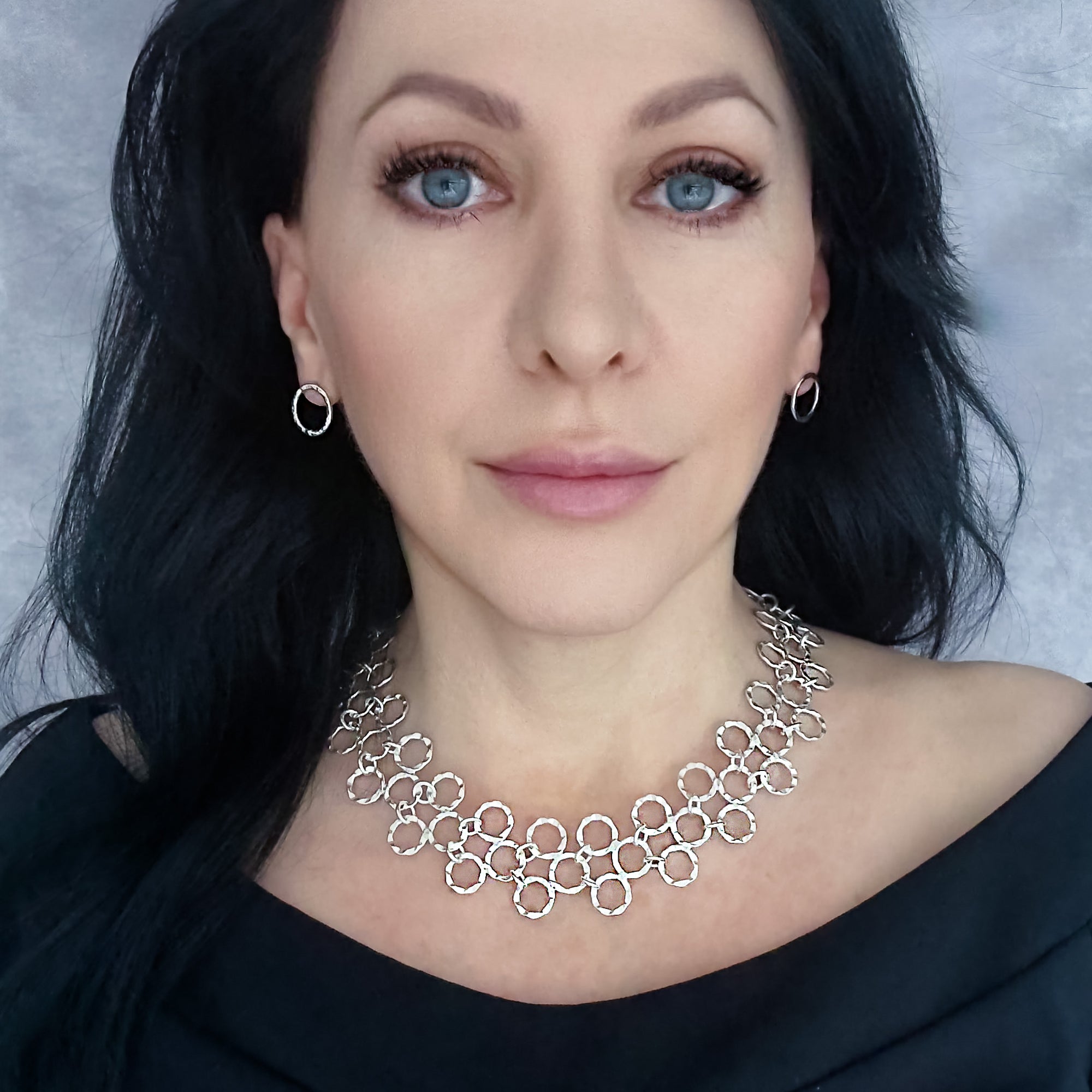 Disco Links Sterling Silver Statement Necklace