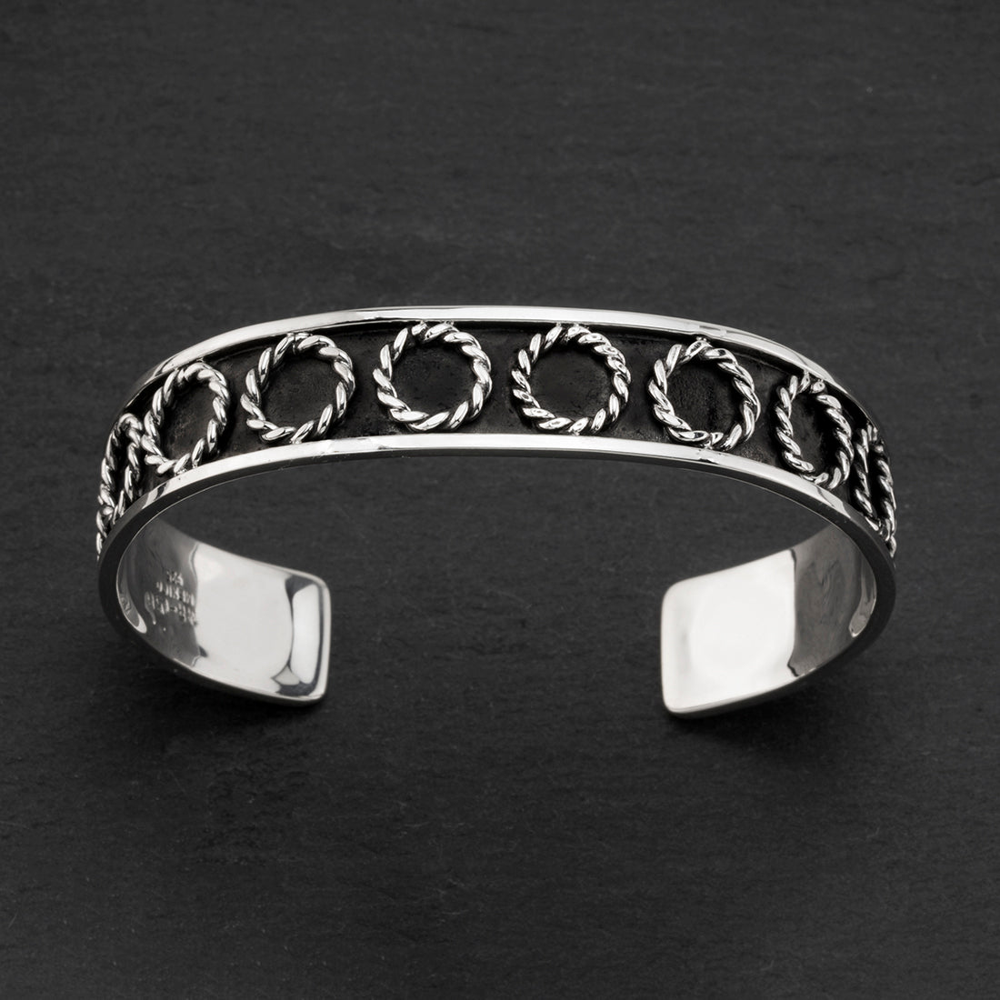  circle Taxco silver cuff bracelet