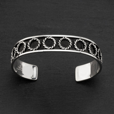 circle Taxco silver cuff bracelet