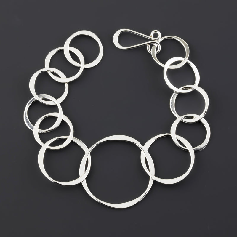 circular sterling silver link bracelet