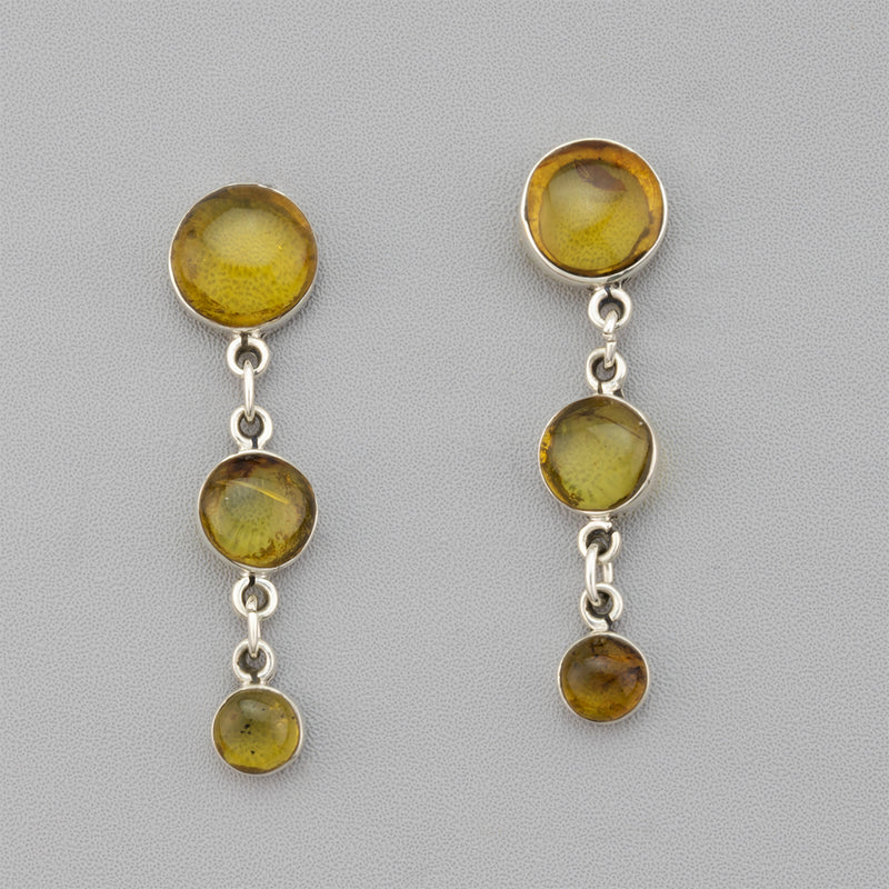 circular triple amber dangle earrings