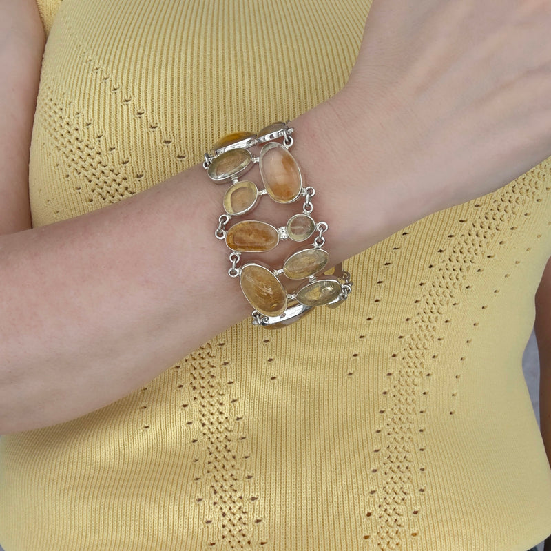 large citrine sterling silver bracelet