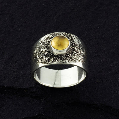 Sterling Silver and Citrine Wide Band Ring