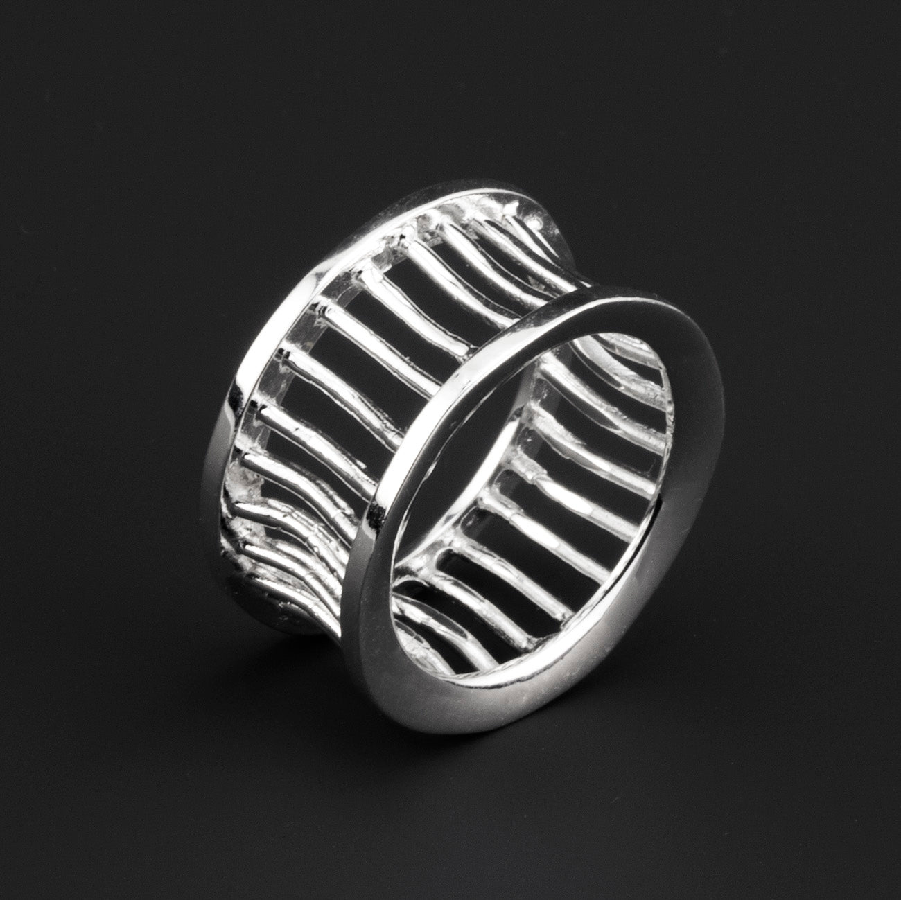 city bars sterling silver wide band ring