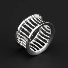 Cage Sterling Silver Wide Band Ring - Reveka Rose