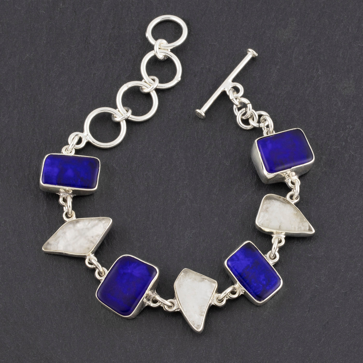 cobalt blue sea glass bracelet
