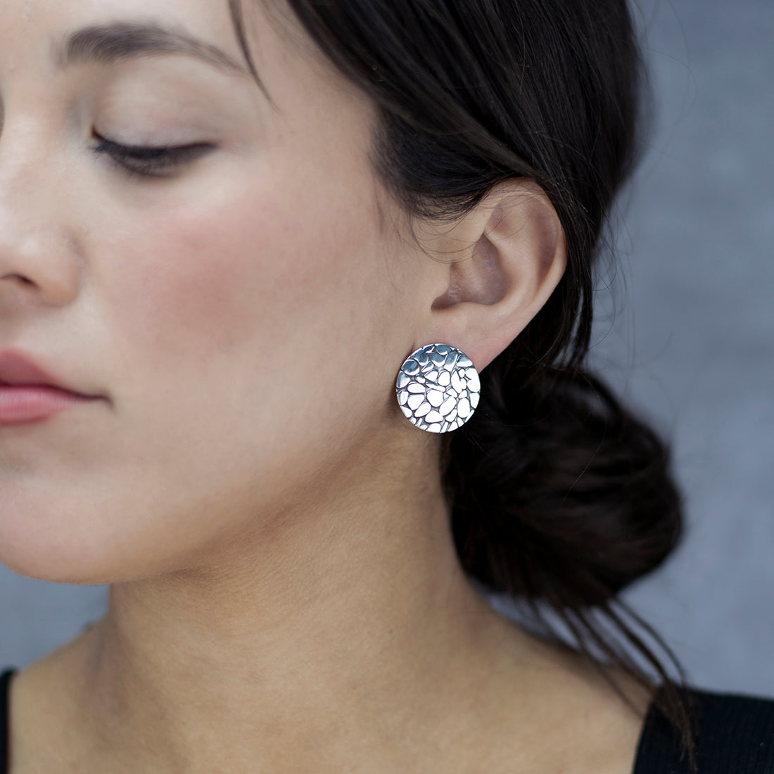 Sterling Silver Cobblestone Stud Earrings