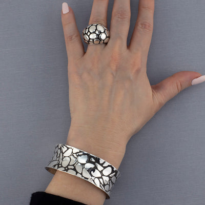 Mexican Silver Cobblestone Cuff Bracelet
