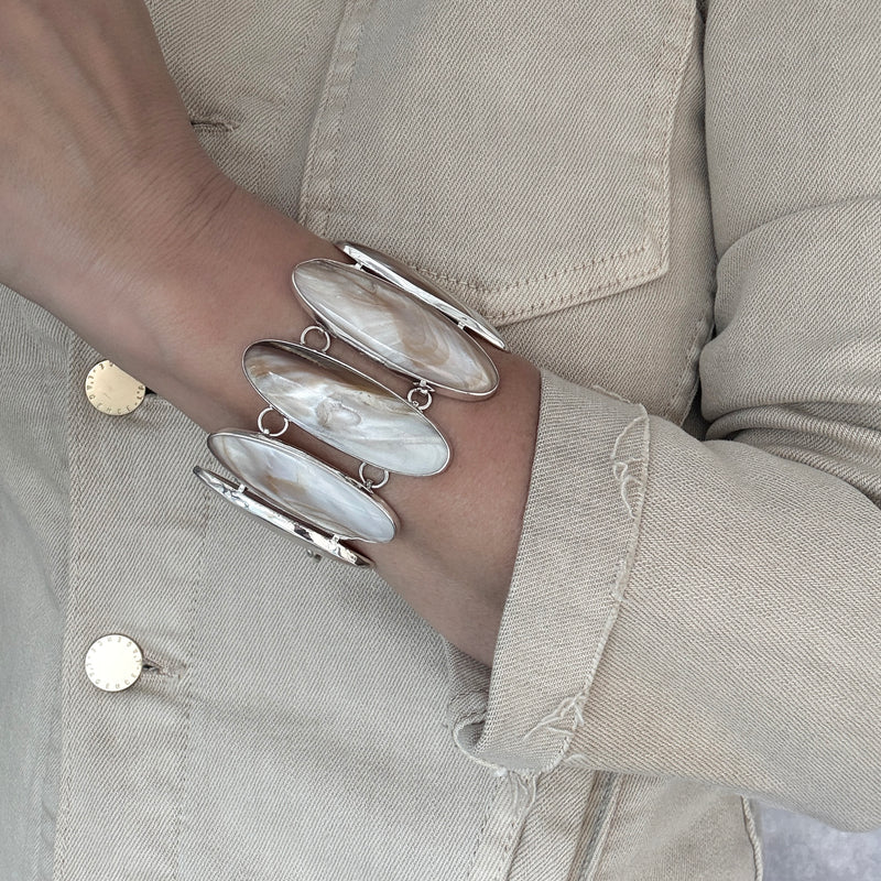chunky conch shell sterling silver bracelet