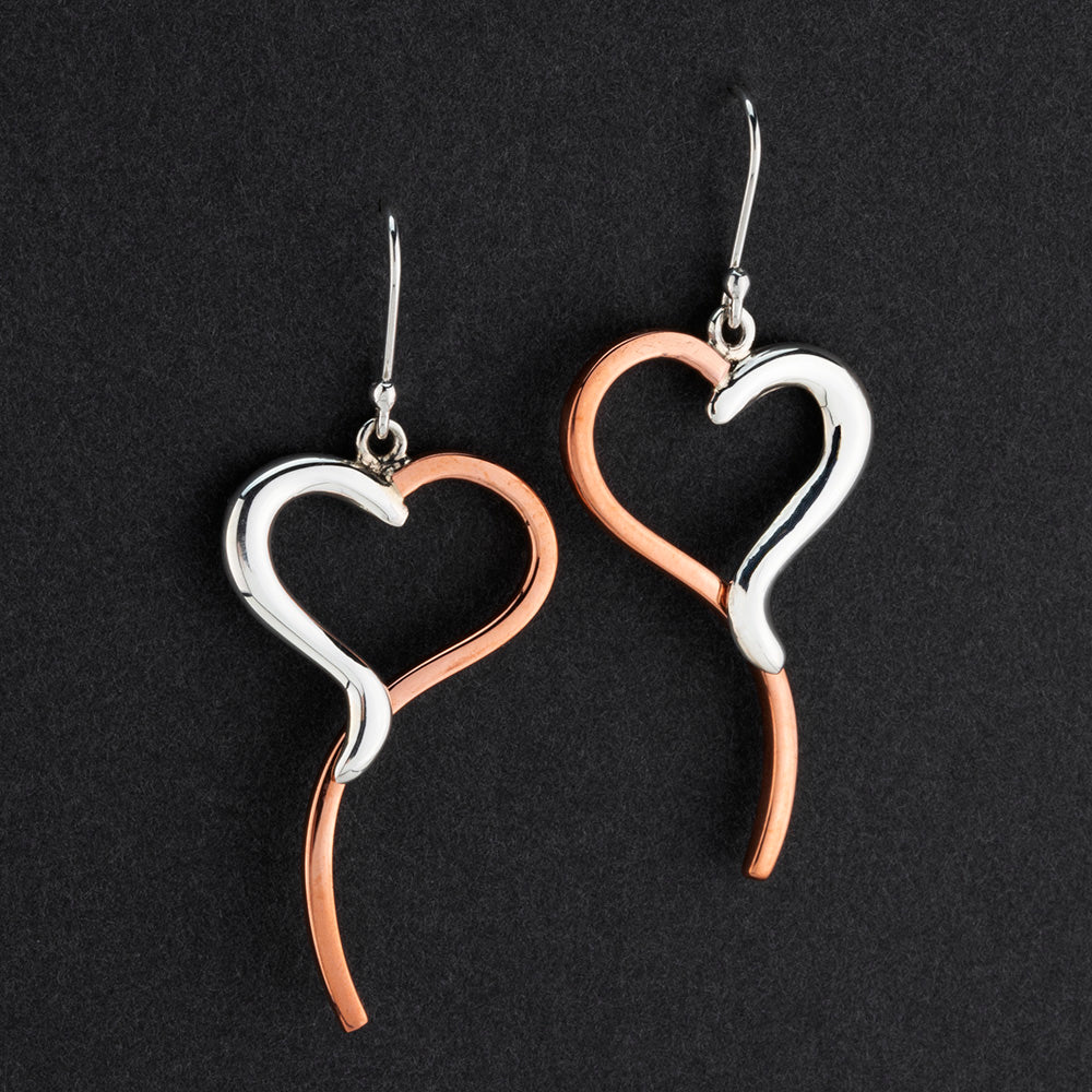 copper and silver romance earrings