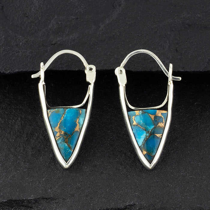 copper turquoise hoop earrings