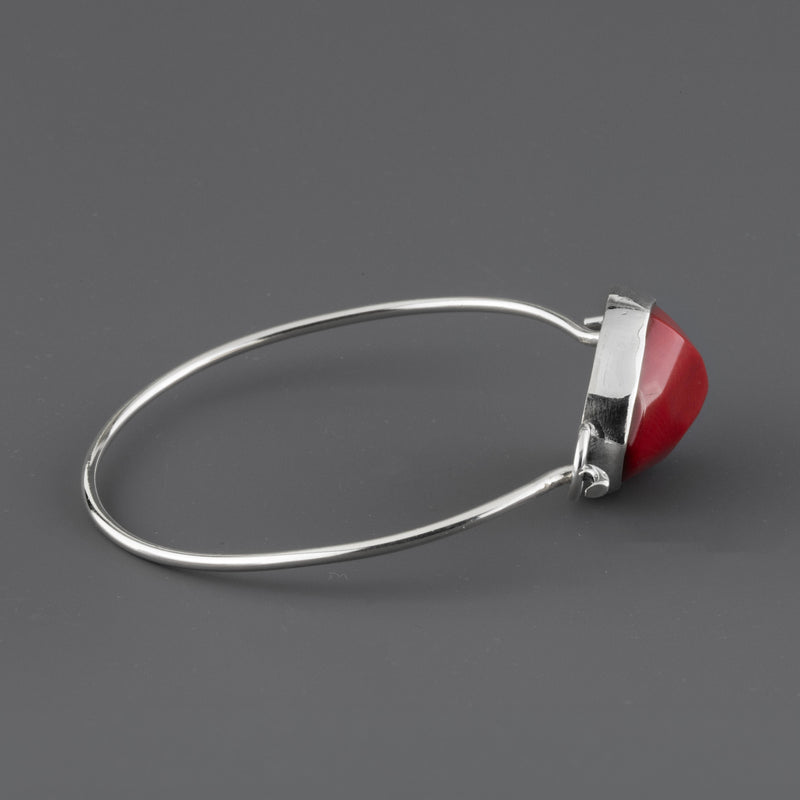 Red Coral Bangle Bracelet