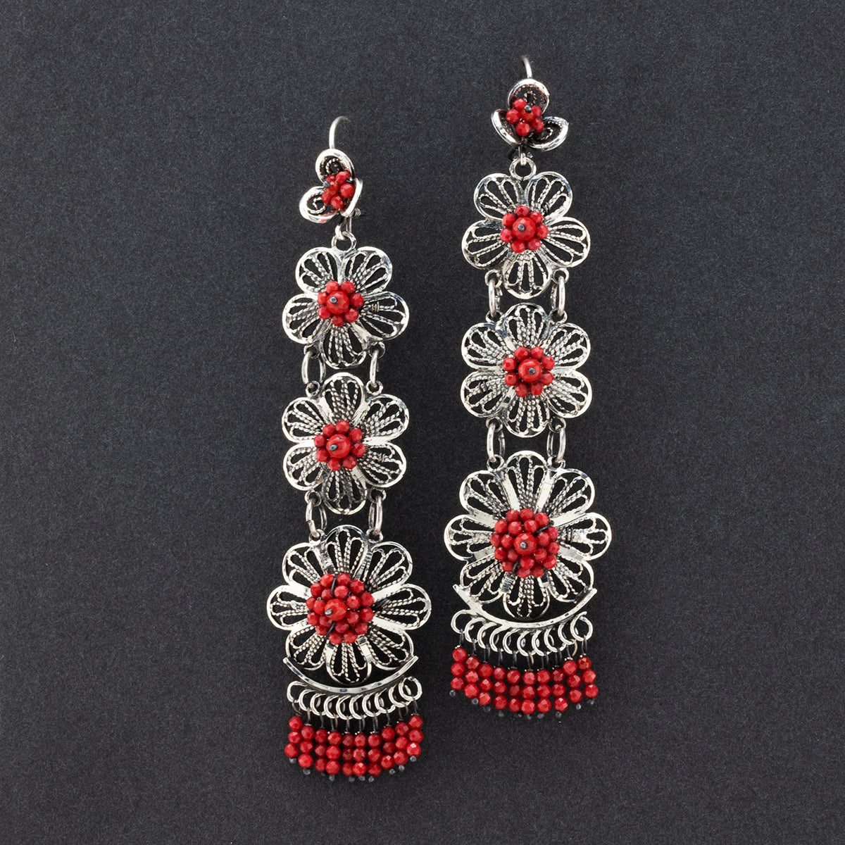 coral cascade Mexican filigree arrings
