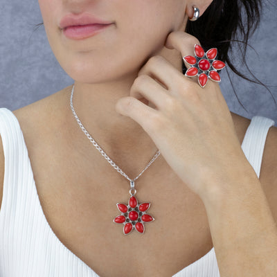 Fire Bloom Coral Ring